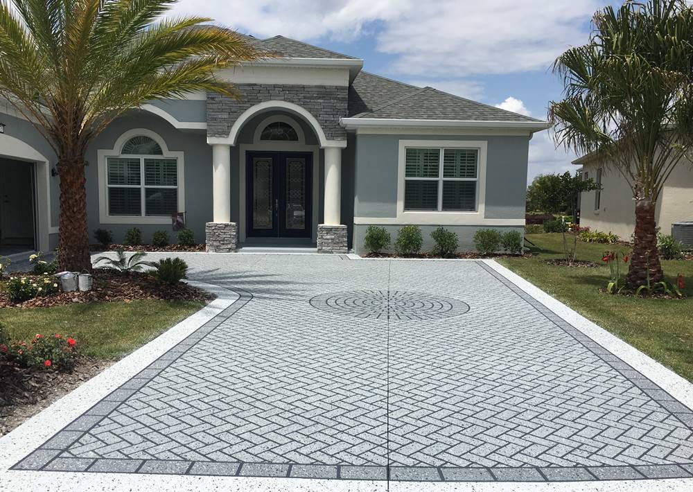 Naples Concrete Solutions' stamped concrete driveway project in Lely FL