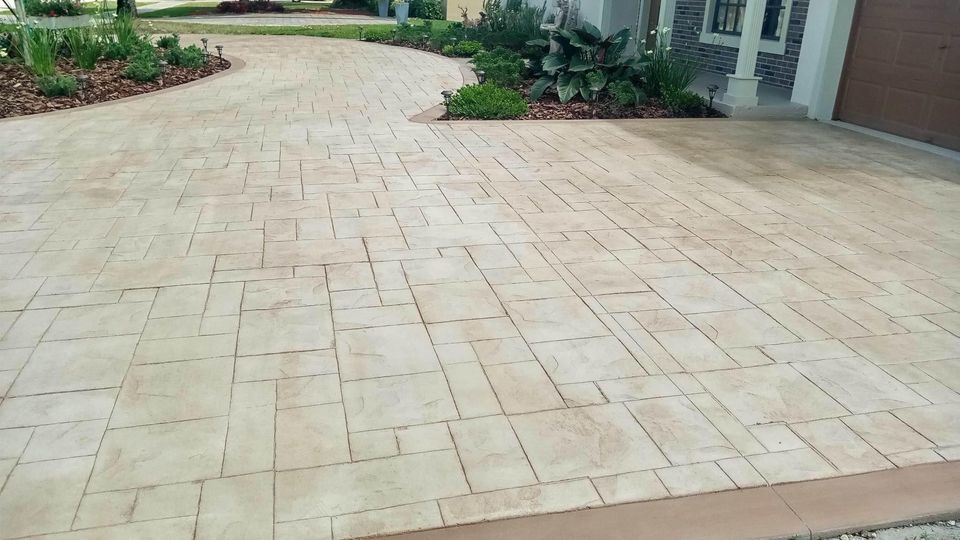 stamped concrete driveway in Naples FL installed by Naples Concrete Solutions