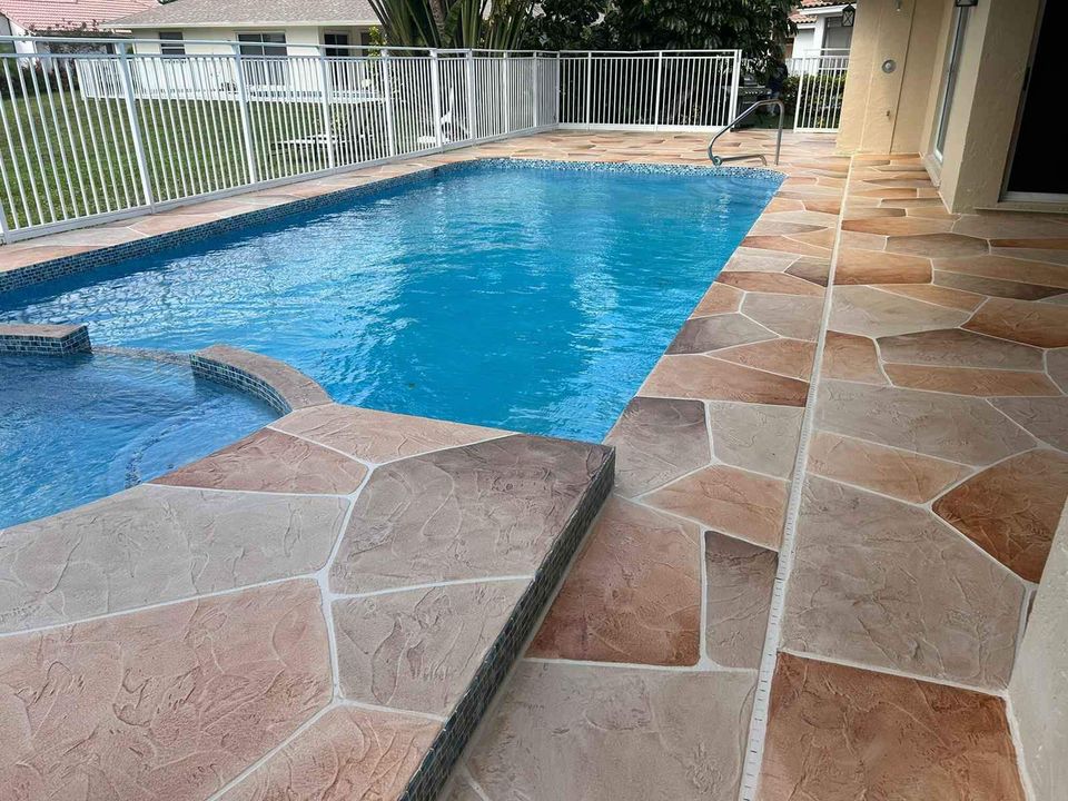 this residential pool in Naples FL is repaired and resurfaced to suit the homeowner's preference